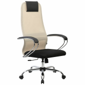 Кресло офисное BRABIX PREMIUM "Ultimate EX-800" хром, плотная двойная сетка Х2, черное/бежевое, 532913 за 13 000 ₽. Кресла для руководителей. Доставка по РФ. Без переплат!