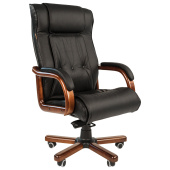Кресло из натуральной кожи CH 653, дерево, черное, 7001203 за 53 764 ₽. Кресла для руководителей. Доставка по РФ. Без переплат!