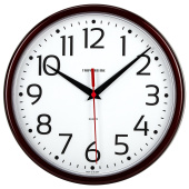 Часы настенные TROYKATIME (TROYKA) 91931912, круг, белые, коричневая рамка, 23х23х4 см за 595 ₽. Часы офисные. Доставка по РФ. Без переплат!