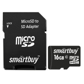 Карта памяти microSDHC, 16 GB, SMARTBUY, 10 Мб/сек. (class 10), с адаптером, SB16GBSDCL10-01 за 438 ₽. Карты памяти. Доставка по РФ. Без переплат!