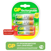 Батарейки аккумуляторные НАБОР 8 шт. (ПРОМО 4+4) GP AA+ААА (HR6+HR03) 2650mAh+930mAh, 270AA/100AAA за 3 723 ₽. Аккумуляторные батарейки. Доставка по РФ. Без переплат!