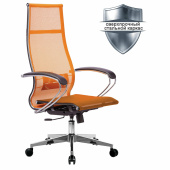 Кресло офисное МЕТТА "К-7" хром, прочная сетка, сиденье и спинка регулируемые, оранжевое за 20 552 ₽. Кресла SAMURAI. Доставка по РФ. Без переплат!