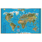 Карта настенная для детей "Мир", размер 116х79 см, ламинированная, 629, 450 за 294 ₽. Карты Мира и России. Доставка по РФ. Без переплат!