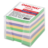 Блок для записей ОФИСМАГ в подставке прозрачной, куб 9х9х9 см, цветной, 127799 за 245 ₽. Блоки для записей в подставке. Доставка по РФ. Без переплат!