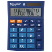 Калькулятор настольный BRAUBERG ULTRA-12-BU (192x143 мм), 12 разрядов, двойное питание, СИНИЙ, 250492 за 619 ₽. Калькуляторы настольные. Доставка по РФ. Без переплат!