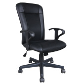 Кресло BRABIX "Optima MG-370", с подлокотниками, экокожа/ткань, черное, 531580 за 8 075 ₽. Кресла для персонала. Доставка по РФ. Без переплат!