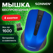 Мышь беспроводная SONNEN V99, USB, 1000/1200/1600 dpi, 4 кнопки, оптическая, синяя, 513530 за 872 ₽. Мыши беспроводные компьютерные. Доставка по РФ. Без переплат!