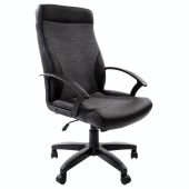Кресло офисное BRABIX "Trust EX-535", экокожа черная, ткань серая, 531383 за 13 949 ₽. Кресла для руководителей. Доставка по РФ. Без переплат!