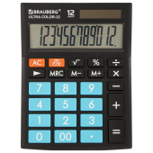 Калькулятор настольный BRAUBERG ULTRA COLOR-12-BKBU (192x143 мм), 12 разрядов, двойное питание, ЧЕРНО-ГОЛУБОЙ, 250497 за 728 ₽. Калькуляторы настольные. Доставка по РФ. Без переплат!