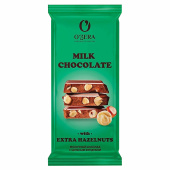 Шоколад O'ZERA "Milk & Extra Hazelnut" молочный, с цельным фундуком, 90 г, ПШ526 за 109 ₽. Шоколад. Доставка по РФ. Без переплат!