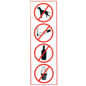 Знак "Запрещение: курить, пить, есть, прохода с животными", 300х100 мм, пленка самоклеящаяся, 610033/НП-В-Б за 24 ₽. Знаки запрещающие. Доставка по РФ. Без переплат!