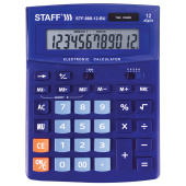 Калькулятор настольный STAFF STF-888-12-BU (200х150 мм) 12 разрядов, двойное питание, СИНИЙ, 250455 за 798 ₽. Калькуляторы настольные. Доставка по РФ. Без переплат!