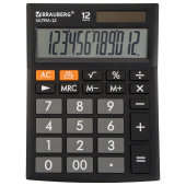 Калькулятор настольный BRAUBERG ULTRA-12-BK (192x143 мм), 12 разрядов, двойное питание, ЧЕРНЫЙ, 250491 за 597 ₽. Калькуляторы настольные. Доставка по РФ. Без переплат!