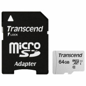 Карта памяти microSDXC 64 GB TRANSCEND UHS-I U1, 95 Мб/сек (class 10), адаптер, TS64GUSD300S-A за 978 ₽. Карты памяти. Доставка по РФ. Без переплат!