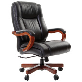 Кресло из натуральной кожи CH 503, нагрузка до 180 кг, дерево, черное за 65 696 ₽. Кресла повышенных нагрузок. Доставка по РФ. Без переплат!