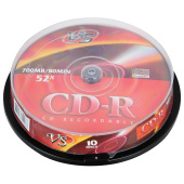 Диски CD-R VS 700 Mb 52x Cake Box (упаковка на шпиле), КОМПЛЕКТ 10 шт., VSCDRCB1001 за 962 ₽. Диски CD, DVD, BD (Blu-ray). Доставка по РФ. Без переплат!