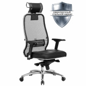 Кресло офисное МЕТТА "SAMURAI" SL-3.04, с подголовником, сверхпрочная ткань-сетка/экокожа, черное за 37 613 ₽. Кресла SAMURAI. Доставка по РФ. Без переплат!
