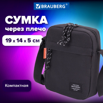 Сумка на плечо BRAUBERG COMPACT, два кармана, черная, 19х14х5 см, 271688 за 1 117 ₽. Сумки-мини на плечо. Доставка по России. Без переплат!