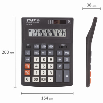 Калькулятор настольный STAFF PLUS STF-333 (200x154 мм), 14 разрядов, двойное питание, 250416 за 532 ₽. Калькуляторы настольные. Доставка по России. Без переплат!