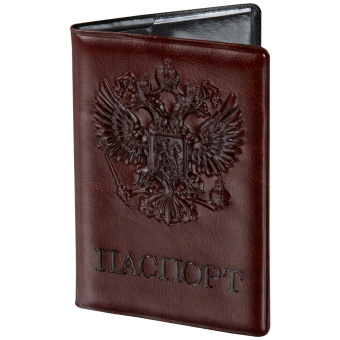 Обложка для паспорта STAFF, полиуретан под кожу, "ГЕРБ", коричневая, 237604 за 293 ₽. Обложки для паспорта. Доставка по России. Без переплат!