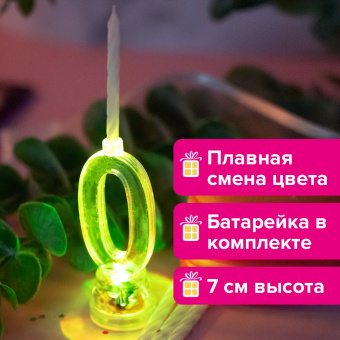 Цифра-подсвечник "0" светодиодная, ЗОЛОТАЯ СКАЗКА, в наборе 4 свечи 6 см, 1 батарейка, 591423 за 292 ₽. Свечи для праздничного стола. Доставка по России. Без переплат!