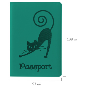 Обложка для паспорта, мягкий полиуретан, "Кошка", бирюзовая, STAFF, 237616 за 338 ₽. Обложки для паспорта. Доставка по России. Без переплат!