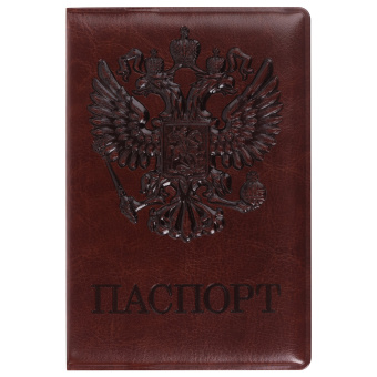 Обложка для паспорта STAFF, полиуретан под кожу, "ГЕРБ", коричневая, 237604 за 293 ₽. Обложки для паспорта. Доставка по России. Без переплат!