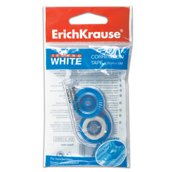 Корректирующая лента ERICH KRAUSE "Techno White Mini", 4,2 мм х 5 м, упаковка с европодвесом, 21885 за 389 ₽. Корректирующие ленты. Доставка по России. Без переплат!