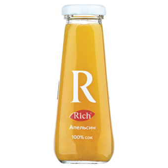 Сок RICH (Рич) 0,2 л, апельсин, подходит для детского питания, стеклянная бутылка, 1658101 за 380 ₽. Соки и нектары. Доставка по России. Без переплат!