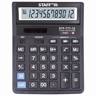 Калькулятор настольный STAFF STF-777, 12 разрядов, двойное питание, 210x165 мм, ЧЕРНЫЙ, 250458 за 705 ₽. Калькуляторы настольные. Доставка по России. Без переплат!