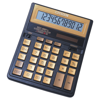 Калькулятор настольный CITIZEN SDC-888TIIGE (203х158 мм), 12 разрядов, двойное питание, ЗОЛОТОЙ за 3 981 ₽. Калькуляторы настольные. Доставка по России. Без переплат!