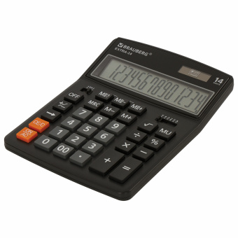 Калькулятор настольный BRAUBERG EXTRA-14-BK (206x155 мм), 14 разрядов, двойное питание, ЧЕРНЫЙ, 250474 за 1 742 ₽. Калькуляторы настольные. Доставка по России. Без переплат!