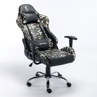 Кресло компьютерное BRABIX "Military GM-140", две подушки, экокожа, черное с рисунком милитари, 532802 за 15 072 ₽. Кресла игровые. Доставка по России. Без переплат!