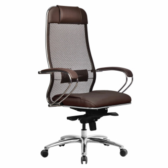 Кресло офисное МЕТТА "SAMURAI" SL-1.04, сверхпрочная ткань-сетка/экокожа, темно-коричневое за 32 732 ₽. Кресла SAMURAI. Доставка по России. Без переплат!