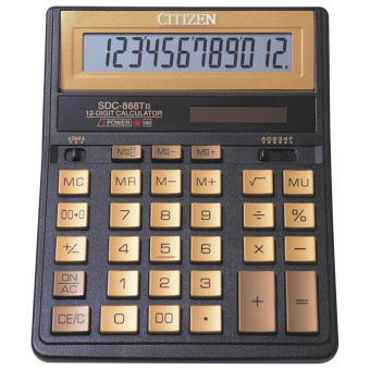 Калькулятор настольный CITIZEN SDC-888TIIGE (203х158 мм), 12 разрядов, двойное питание, ЗОЛОТОЙ за 3 981 ₽. Калькуляторы настольные. Доставка по России. Без переплат!