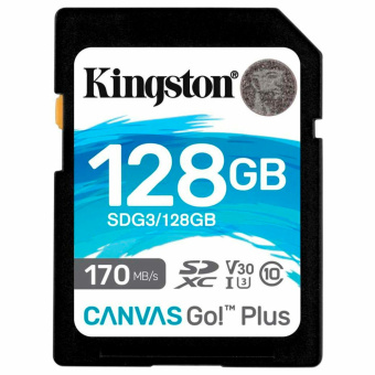 Карта памяти SDXC 128GB KINGSTON Canvas Go Plus, UHS-I U3, 170 Мб/с (class 10), SDG3/128GB за 3 149 ₽. Карты памяти. Доставка по России. Без переплат!