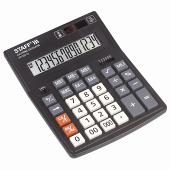 Калькулятор настольный STAFF PLUS STF-333 (200x154 мм), 14 разрядов, двойное питание, 250416 за 532 ₽. Калькуляторы настольные. Доставка по России. Без переплат!