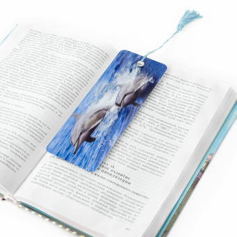 Закладка для книг с линейкой, 3D-объемная, BRAUBERG "Дельфины", с декоративным шнурком, 128094 за 53 ₽. Закладки для книг. Доставка по России. Без переплат!