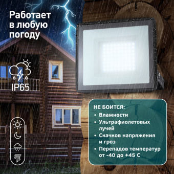 Прожектор светодиодный ЭРА, 100 (830) Вт, 6500 К, 8000 Лм, IP65, черный, LPR-023-0-65K-100, Б0052026 за 2 656 ₽. Прожекторы. Доставка по России. Без переплат!