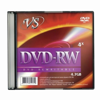 Диск DVD-RW VS, 4,7 Gb, 4x, Slim Case (1 штука), VSDVDRWSL01 за 322 ₽. Диски CD, DVD, BD (Blu-ray). Доставка по России. Без переплат!
