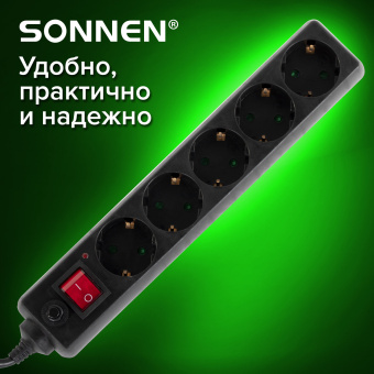 Сетевой фильтр SONNEN U-3513, 5 розеток, с заземлением, выключатель, 10 А, 3 м, черный, 513489 за 1 658 ₽. Сетевые фильтры. Доставка по России. Без переплат!