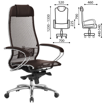 Кресло офисное МЕТТА "SAMURAI" S-1.04, сверхпрочная ткань-сетка, темно-коричневое за 31 214 ₽. Кресла SAMURAI. Доставка по России. Без переплат!